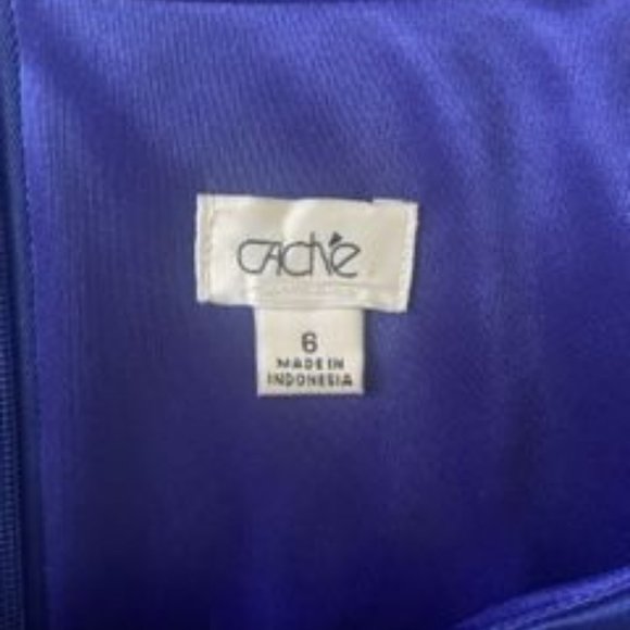 Cache Royal Blue Satin Sleeveless Sheath Cocktail Dress Sz 6 - Picture 3 of 3
